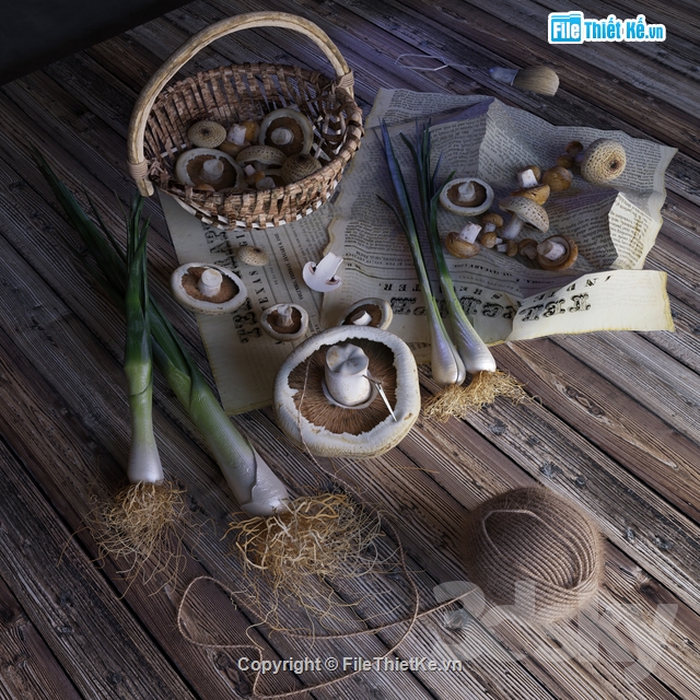 rau củ quả 3dmax,hành 3dmax,dồ vật dụng bếp